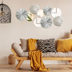 Hicarer 9 Pcs Circle Mirrors Metal Home Decor Wall Decorative Modern Round Accent Wall Art Sculpture Hanging Decorations for Living Room Office Bedroom Kitchen(Silver)