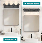 Bathroom Vanity Light, Square Design 4 Lights Morden Bathroom Lighting Fixtures Over Mirror, Black Bathroom Light Vanity Fixtures for Bathroom/Living Room/Bedroom