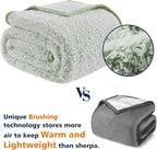 EMME Soft Sherpa Fleece Blanket Reversible Plush Fluffy Large Blanket, Light Weight Warm Decorative Boho Blanket Cover for Sofa, Couch, Bedroom,Travel(Plush Sage,50"x60")