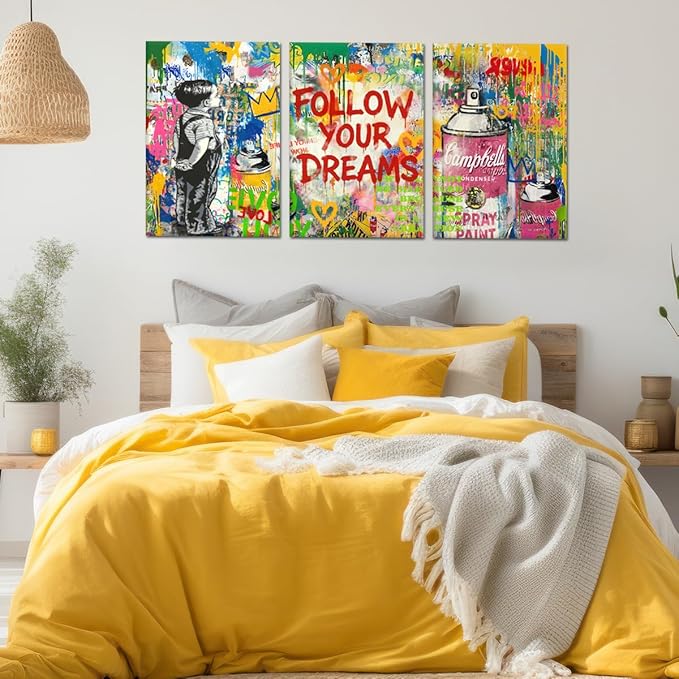 Novatique Graffiti Canvas Wall Art Banksy Art Wall Decor Modern Graffiti Art Painting Print Street Poster for Living Room Bedroom,20" x 28" x 3pcs