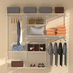 Homde Closet Organizer System Wall Mounted, 4-8 Ft. Adjustable and Expandable Metal Wire Shelving , Custom DIY Wardrobe Kit with Shelf, Clothes Hanging Rods,White