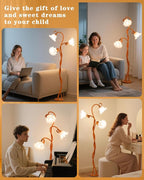 Flower Standing Lamp for Bedroom - 3 Color Temperatures Decorative Flower Tall Floor Reading Lamp with Flexible Neck for Bedroom Living Room Office Corner (Cosmic Orange)