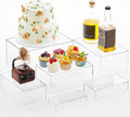 Leinuosen 6 Pcs Large Buffet Risers, 7 to 12 Inch Catering Dessert Table Risers Food Decorative Stands with hollow bottom for Catering Supplies, Party(Clear, Rectangle)