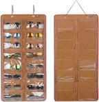 AROUY Sunglasses Organizer Storage, Hanging Dust Proof Wall Pocket Glasses Organizer - 16 Felt Slots Sunglass Organizers Holder with Metal Hook and Sturdy Rope (Brown, Dust Proof)