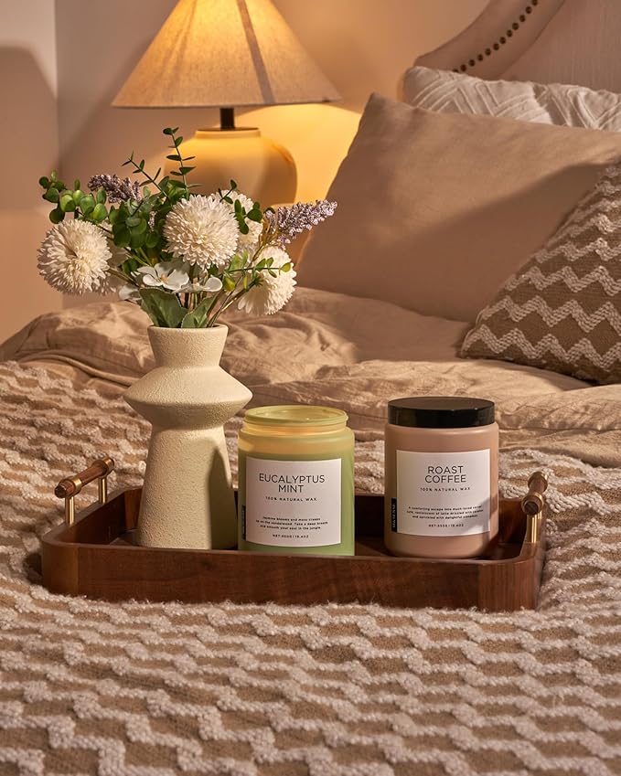 M&SENSE Eucalyptus & Mint Candles Home Scented, Natural Non Toxic Soy Candle, 19.4oz 110H Long Lasting Aromatherapy Candle for Stress Relief, Meditation, Spa, Relaxing Gifts for Men Women
