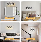 3-Light Black Bathroom Light Fixtures Over Mirror Modern Vanity Lights Crystal Wall Sconce Vintage Bathroom Lighting with Crystal Shade E26 Base for Bedroom, Living Room, Hallway