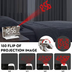 SZELAM Digital Clock,Alarm Clock Bedside with Projection,7.3" Mirror Clock with 180°Rotating Projector,Dual Alarm with 3 Mode,Brightnee Adjust,DST,Snooze,Charging Port,5 Levels Volume for Desk Teens