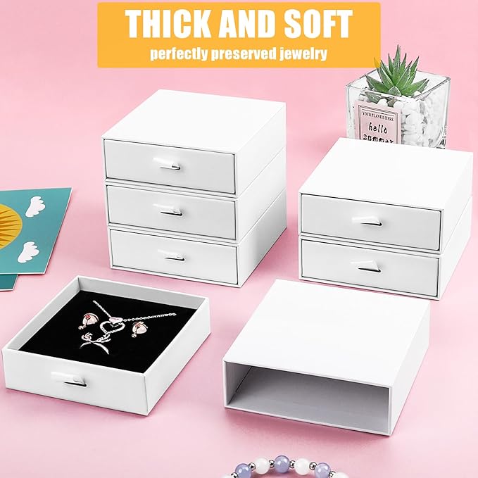 Cardboard Jewelry Boxes, 20 Pack 3.5×3.5x1Inch Jewelry Gift Boxes, Bulk Cotton Filled Small Jewelry Boxes with Lids for Necklace Ring Earring Display Box-White