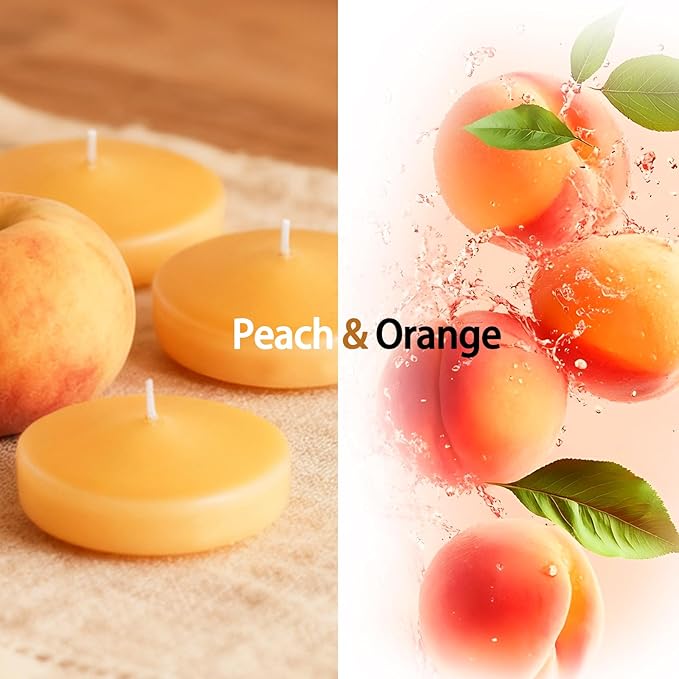 36 Packs 3 Inch Honey Peach Scented Floating Candles, 8-10 Hours Burn Time Sweet Peach Highly Scented Floating Candles for Home, Pool, Bathtub, Relaxation, Party, Centerpiece