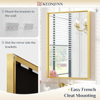 Keonjinn Brushed Gold Bathroom Mirror 36 x 36 Inch Gold Wall Square Mirror Metal Framed Rectangular Mirror for Bathroom Aluminum Alloy Frame Gold Vanity Mirror for Over Sink(Horizontal/Vertical)