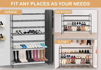 KEETDY 4-Tier Long Shoe Rack for Closet Metal Shoe Organizer for Entryway, Wide Stackable Shoe Storage Shelf with Sturdy Wire Grid for Closet Floor, Bedroom, Black