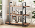 HSH Solid Real Wood Bookshelf, 3 Tier Rustic Vintage Industrial Book Shelf, Small Short Etagere Natural Wooden Bookcase, Open Metal Farmhouse Solid Wood Book Shelf, Distressed Brown