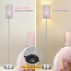 GyroVu Crystal Floor Lamp for Bedroom, Living Room Pink Floor Lamps Modern Tall Lamp with On/Off Foot Switch Glam Standing Light for Girls Bedroom Minimalism Pole Corner Lamp for Office Dorm Hotel