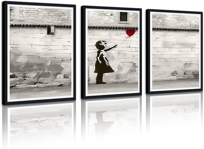 Novatique Colorful Graffiti Wall Art Banksy Canvas Wall Art Abstract Artwork Graffiti Street Print Pictures for Bedroom Living Room Office,24" x 36" x 3pcs