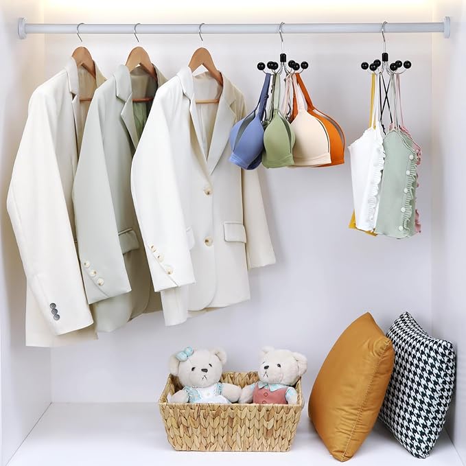 TOPIA HANGER Hoodie Hangers 4-Pack with 6 Wood Balls, 360°Swivel Purse Hanger, Scarf Hanger, Closet Hooks, Handbag Organizer, Bra Hanger, Accessory Organizers for Scarf, Tanktop, Hat, Hoodie CT57B