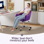 Warmiehomy Desk Chair, Velvet Office Chair for Home Office, Comfy Vanity Chair, Girl Cute Makeup Chair with Arm Rest for Bedroom Dressing Room, Purple