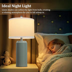 TOBUSA 23.5’’ Modern Green Ceramic Table Lamps Set of 2 for Living Room, Farmhouse Ceramic Bedside Nightstand Lamps for Bedroom, Vintage Decorative Boho Lamps for Home End Table Dorm Office