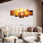 Elephant Stock Religion Wall Art Multi Piece Canvas - 5 Panel Christian Pictures Decor - Digital Design Canvas Print - Christian Wall Decor - 74" X 34"