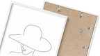 Elegant Woman in Hat Wall Art Minimalist Feminine Profile Continuous Line Drawing 11x14 Inch Oak Wood White Framed Chic Fashion Print for Vanity Bedroom