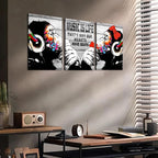 Novatique Banksy Canvas Wall Art Street Wall Art Music is Life Monkey Graffiti Pictures Print Graffiti Art Wall Decor for Living Room Bedroom Bathroom, 12" x 16" x 3Pcs