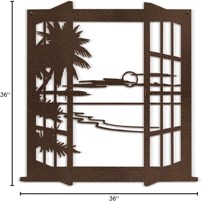 SIGNLEADER Metal Wall Art Decor Tropical Sunset Scenery Modern Abstract Wall Sculpture Hangings Home Decoration for Living Room, Bedroom, Bathroom, Kitchen, Outdoor - 36" Bronze