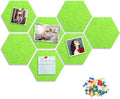 8 Packs Green Hexagon Felt Pin Board, 12" Bulletin Board with 30 Push Pins, Felt Board for Home Kitchen Office Decor, Self-Adhesive Corkboard Tiles for Walls School Message Photos Memos