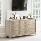 COLAMY Fluted Dresser, Modern Wooden 6 Drawer Dresser 55”, Side Board Buffet Storage Cabinet, Accent Cabinet with Metal Handles for Bedroom, Entryway, Hallway, Oak