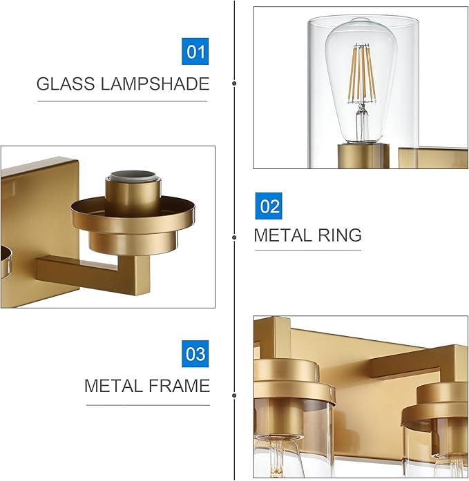 MELUCEE 6-Light Vanity Lights for Bathroom 45.3 Inches Length, Modern Bathroom Light Fixtures Wall Mount with Clear Glass Shade for Vanity Table/Over Sink/Kitchen, E26 Base