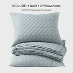 HORIMOTE HOME Quilt King Size Chambray Blue, Lightweight Quilt for Summer, Ultra-Soft Polyester Modern Style Quilted Clouds Pattern Bedspread Quit Set 3 Pieces(1 Quilt and 2 Pillow Shams)