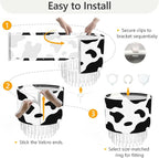 Black White Cow Print Lamp Shade with Acrylic Bead Droplets, Animal Drum Fabric Light Shade for Pendant Table & Floor Lamp, Cute Party Room Decor for Grandchild Kids Teens, 15.7in