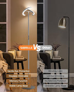 Silver Floor Lamps for Living Room, Stepless Dimmable Standing Lamp with Touch Remote Control, 22W Rotatable LED Floor Light Tall Uplighter for Bedroom Office, 69'' Modern Room Light