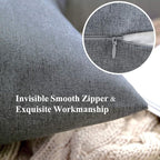 MIULEE Pack of 2 Decorative Outdoor Solid Waterproof Throw Pillow Covers Euro Sham Faux Linen Garden Farmhouse Cushion Cases for Patio Tent Balcony Couch Sofa 26x26 Inch Dark Grey