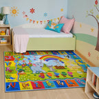 STARUIA ABC Rugs for Kids Playroom, Non-Slip Colorful Educational Kids Rug for Learning Alphabet Animals Numbers Months Shapes, Washable ABC Carpet Play Rug for Nursery Kid Room Decor (36"X59")
