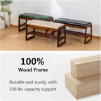 Solid Wood Shoe Bench, 2-Tier Entryway Bench with Cushion and Flip-Open Storage Box, Mid-Century Modern Shoe Bench Rack for Hallway, Mudroom(Black, 31.5'')