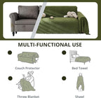 Couch Cover for Dogs, Non Slip Sofa Cover, Washable Couch Covers, 2 Cushion Sofa for Dogs Furniture Protector with Tassels Chenille Sofa Covers for Pets (Tassel Green, 71" x 102")