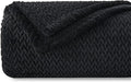 NEWCOSPLAY Super Soft Throw Blanket Black Premium Silky Flannel Fleece Leaves Pattern Lightweight Bed Blanket All Season Use (Black, Throw(50"x60"))