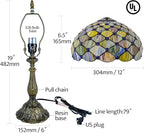 Tiffany Lamp Gradient Green Stained Glass Table Lamp Desk Bedside Reading Light Decor Bedroom Living Room Home Office D12*H18 Inches