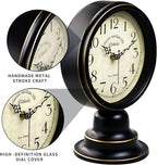 Mid Century Modern Desk Clock - Vintage Tabletop Metal Clock for Bedroom, Kitchen, Office, Living Room - Silent Decor - Battery Operated - Black