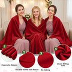 Newwiee 12 Pcs Fleece Throw Blankets Bulk 50'' x 60'' Oeko-tex Standard 100 Certified Spring Outdoor Wedding Guest Blankets Lightweight for Sleepover Donation Lap Pet Sofa Home (Red)