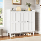 ONBRILL Shoe Cabinet with 3 Doors and Adjustable Shelves, 30 Pairs Shoe Storage Cabinet, 40 Inch Tall Farmhouse Shoe Rack Shoe Organizer Cabinet for Entryway Living Room Closet, White