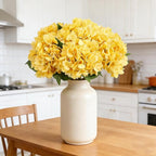 Kimura's Cabin 6pcs Yellow Fake Flowers Faux Hydrangea Flower Artificial Silk Hydrangeas Bouquets with Stems for Home Wedding Baby Shower Birthday Party Festive Decoration (Yellow)