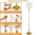 60" Gold Floor Lamp, Standing Lamp for Living Room, Bedroom, Office & Dining Room - Tall Corner Floor Lamps with Pull Chain Switch, Soft Lighting Farmhouse Design - Modern Floor Lamp (Bulb Included)