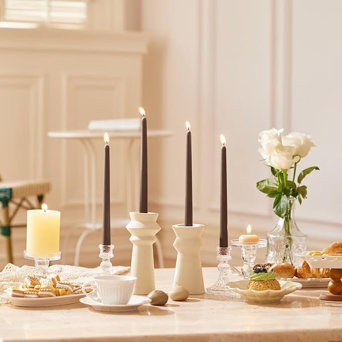 10-Inch Tall Dripless Taper Candles Set of 4 - Cocoa Brown Tapered Candles, Perfect for Spring - Smokeless, Unscented, Long Burning - Hand Poured, Colored Tall Candlesticks - Chocolates