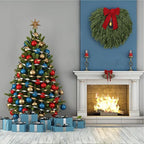 24" Norfolk Pine Wreath, Artificial Christmas Wreaths, Real Touch Green Winter Garland for Front Door Wall Indoor Outdoor Christmas Holiday Decor, with Bow & Bell, FF12
