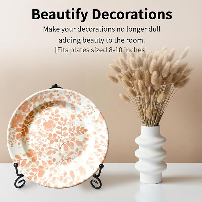 Iron Plate Stands for Display, Foldable Book Holder & Easel Stand for Sign, Versatile Poster Stand and Small Plate Stand for Home Decor, Art, Photo Frame, Card, Crystal Display (Black, 8 inch (4Pcs))