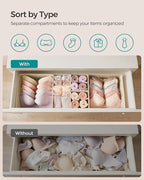 SONGMICS Drawer Organizer, Dresser Drawer Organizers, Set of 6, Foldable Fabric Storage Bins for Socks, Underwear, Bras, Ties, Scarves, Surmmer Sand URDZ006Y01