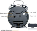 Peakeep Loud Alarm Clock for Heavy Sleepers Adults, Metal 4.5" Twin Bell Battery Operated Alarm Clocks for Bedrooms Decoration (Metal Silver)