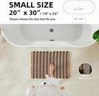 Waffle Bath Mat, Boho Bathroom Rugs Non Slip Washable Super Absorbent Quick Dry Bath Mat Farmhouse Bathroom Decor, 30"x20" Black and Khaki