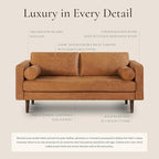 POLY & BARK Napa 72" Leather Sofa – Full-Grain Italian-Tanned Aniline Leather, Feather-Down Comfort, Solid Wood Frame, Walnut Legs, Cognac Tan