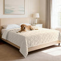 H.VERSAILTEX Couch Cover Chenille Pet Fuzzy Sofa Covers for 3 Cushion Couch Anti Slip Washable Sofa Slipcovers with Strap Soft Couch Protector Cover for Dogs Cats Kids(68" x 82", Ivory)